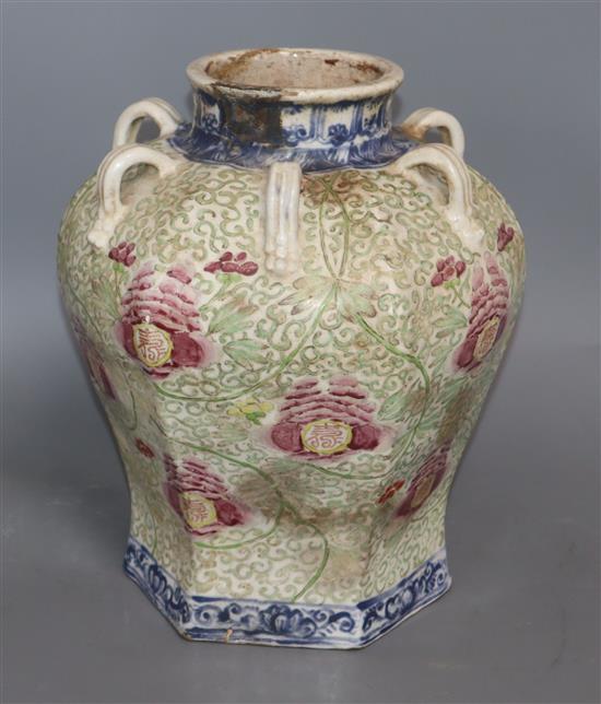 A Chinese hexagonal vase height 31.5cm